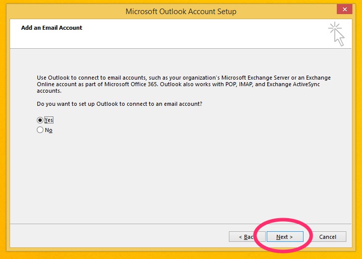 Add a new mail account on outlook with CPA Gardens settings