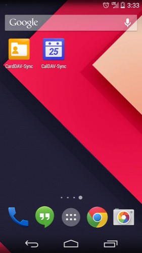 CAlDav-Sync and CardDav-Sync on the android homescreen