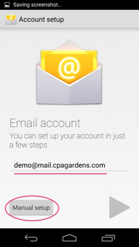 Android set the email in the add new account screen