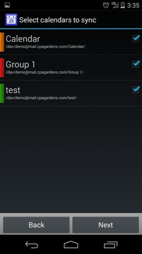 Show which calendars you would like to sync
